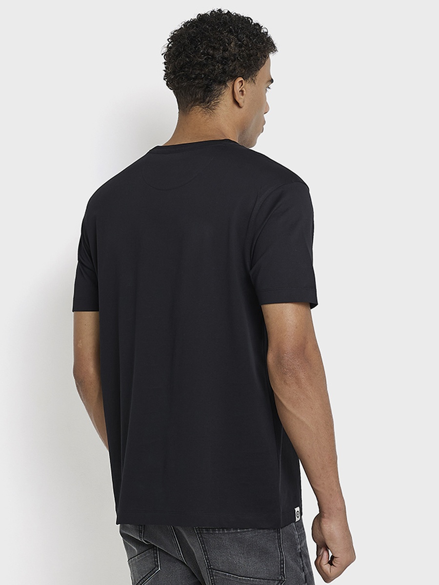 Men Graphic Print Crew Neck Mercerised Cotton T-Shirt