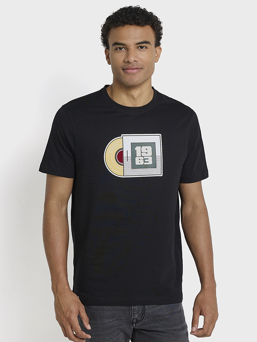 Men Graphic Print Crew Neck Pima Cotton T-Shirt