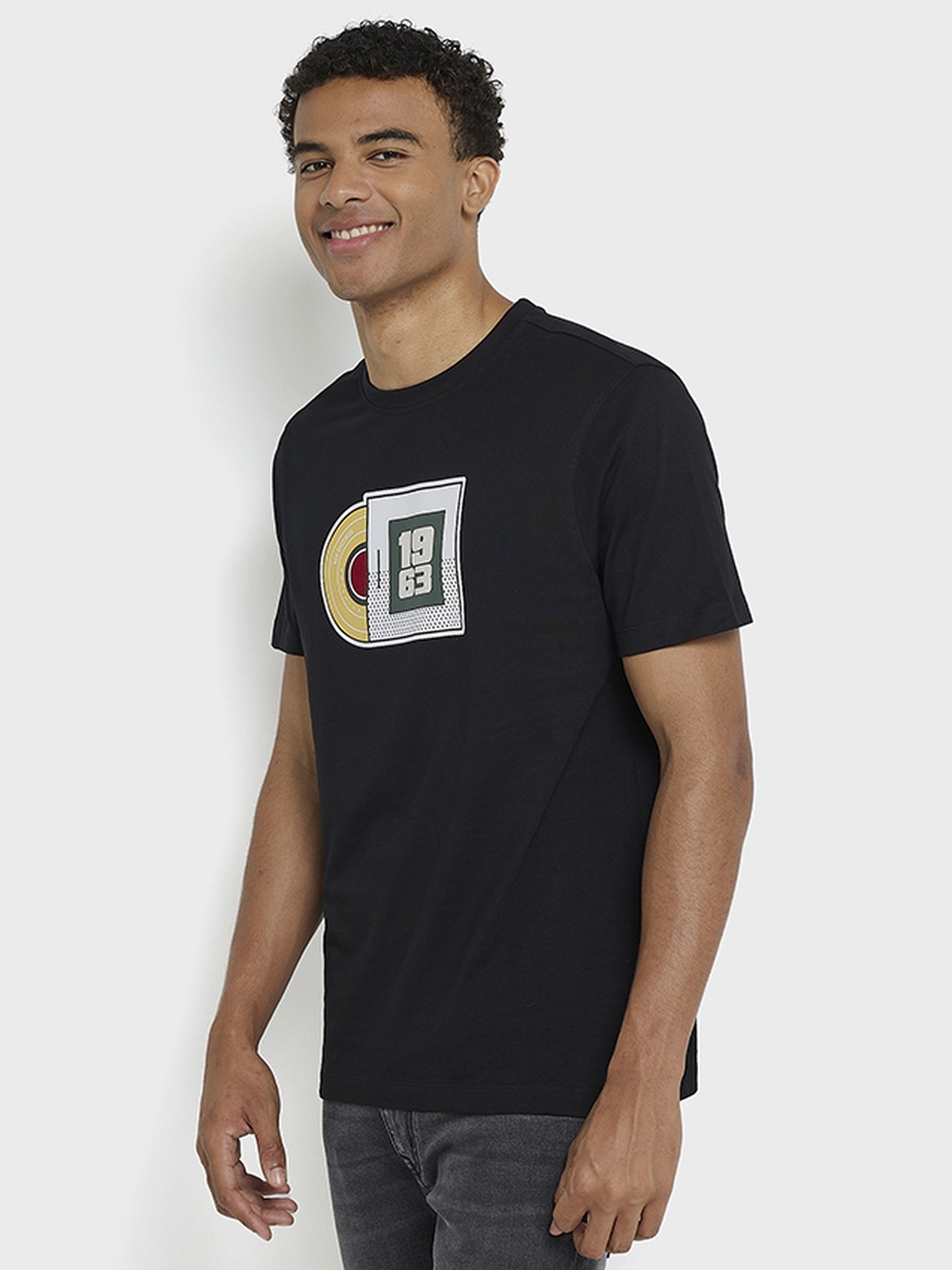 Men Graphic Print Crew Neck Pima Cotton T-Shirt