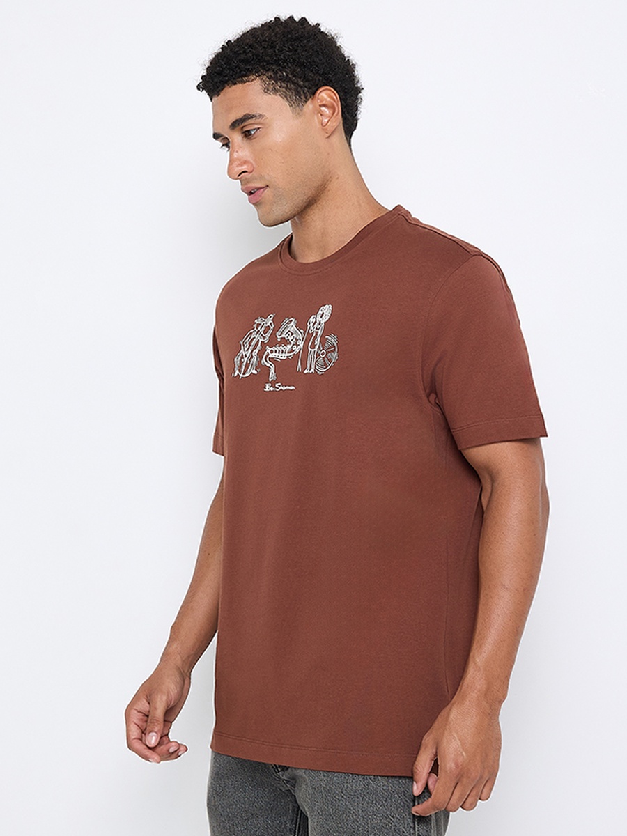 Men Graphic Print Crew Neck Pima Cotton T-Shirt