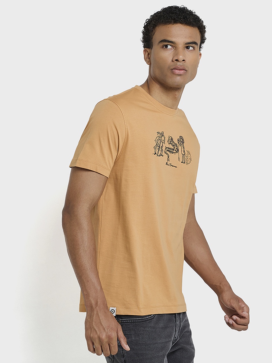 Men Graphic Print Crew Neck Pima Cotton T-Shirt