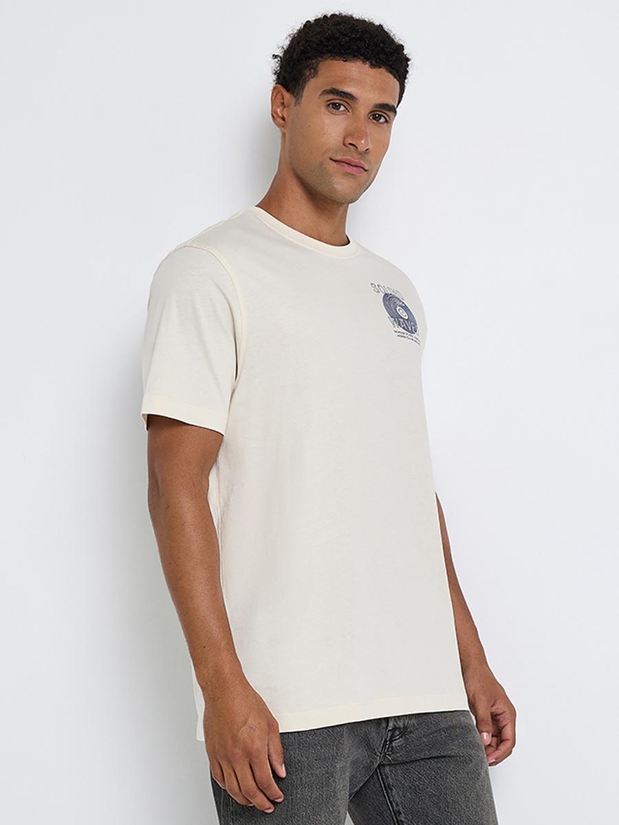 Men Graphic Print Crew Neck Pima Cotton T-Shirt