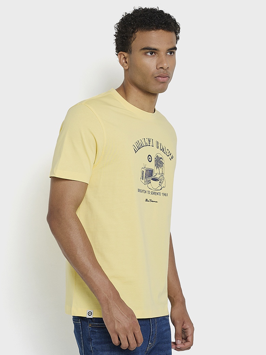 Men Graphic Print Crew Neck Pima Cotton T-Shirt