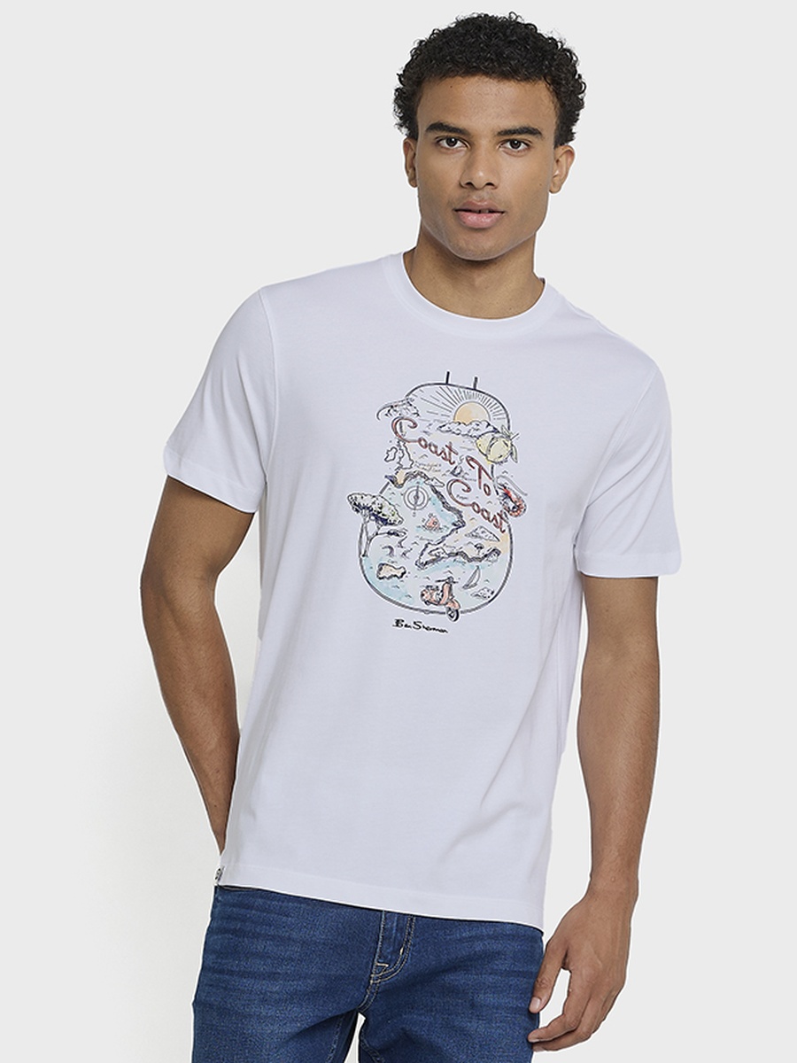 Men Graphic Print Crew Neck Pima Cotton T-Shirt