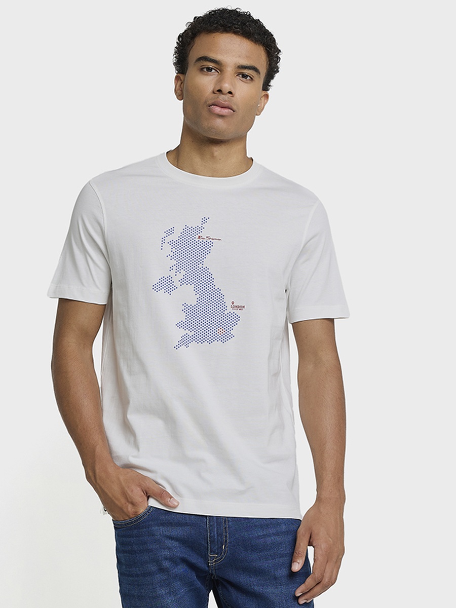 Men Graphic Print Crew Neck Mercerised Cotton T-Shirt