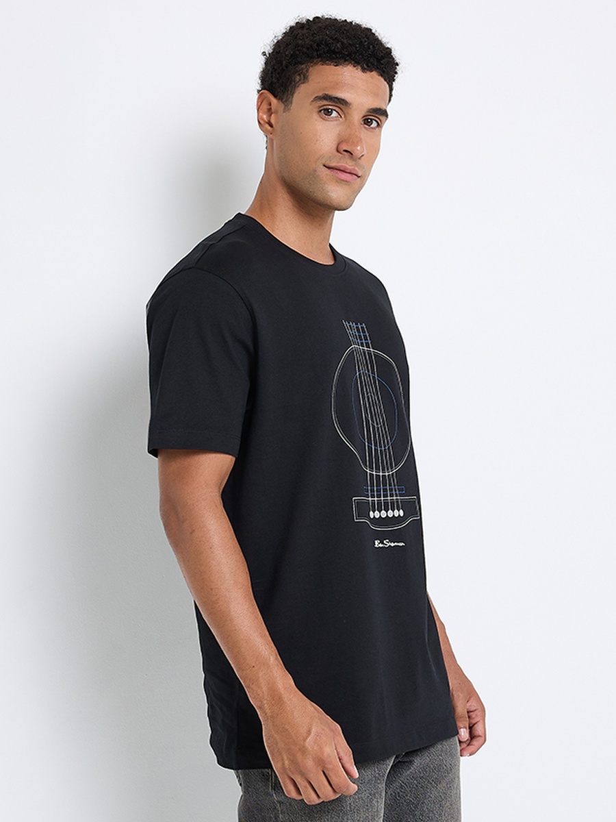 Men Graphic Print Crew Neck Pima Cotton T-Shirt