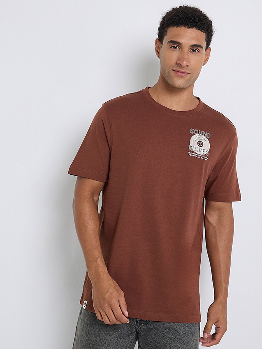 Men Graphic Print Crew Neck Pima Cotton T-Shirt