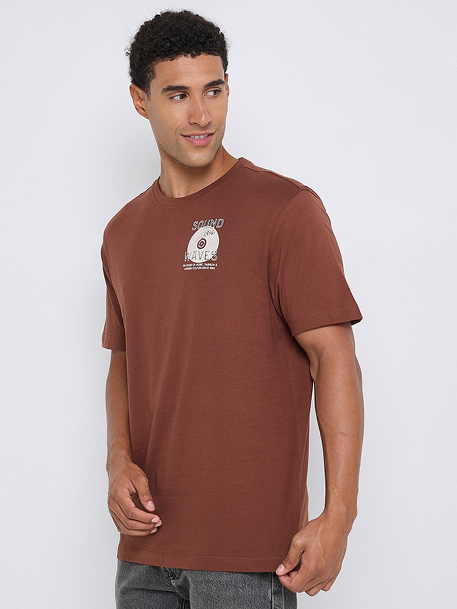 Men Graphic Print Crew Neck Pima Cotton T-Shirt