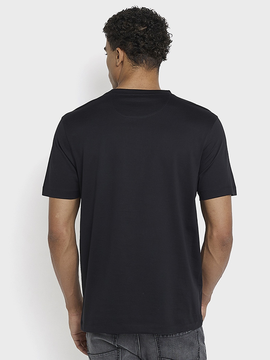 Men Logo Print Crew Neck Mercerised Cotton T-Shirt