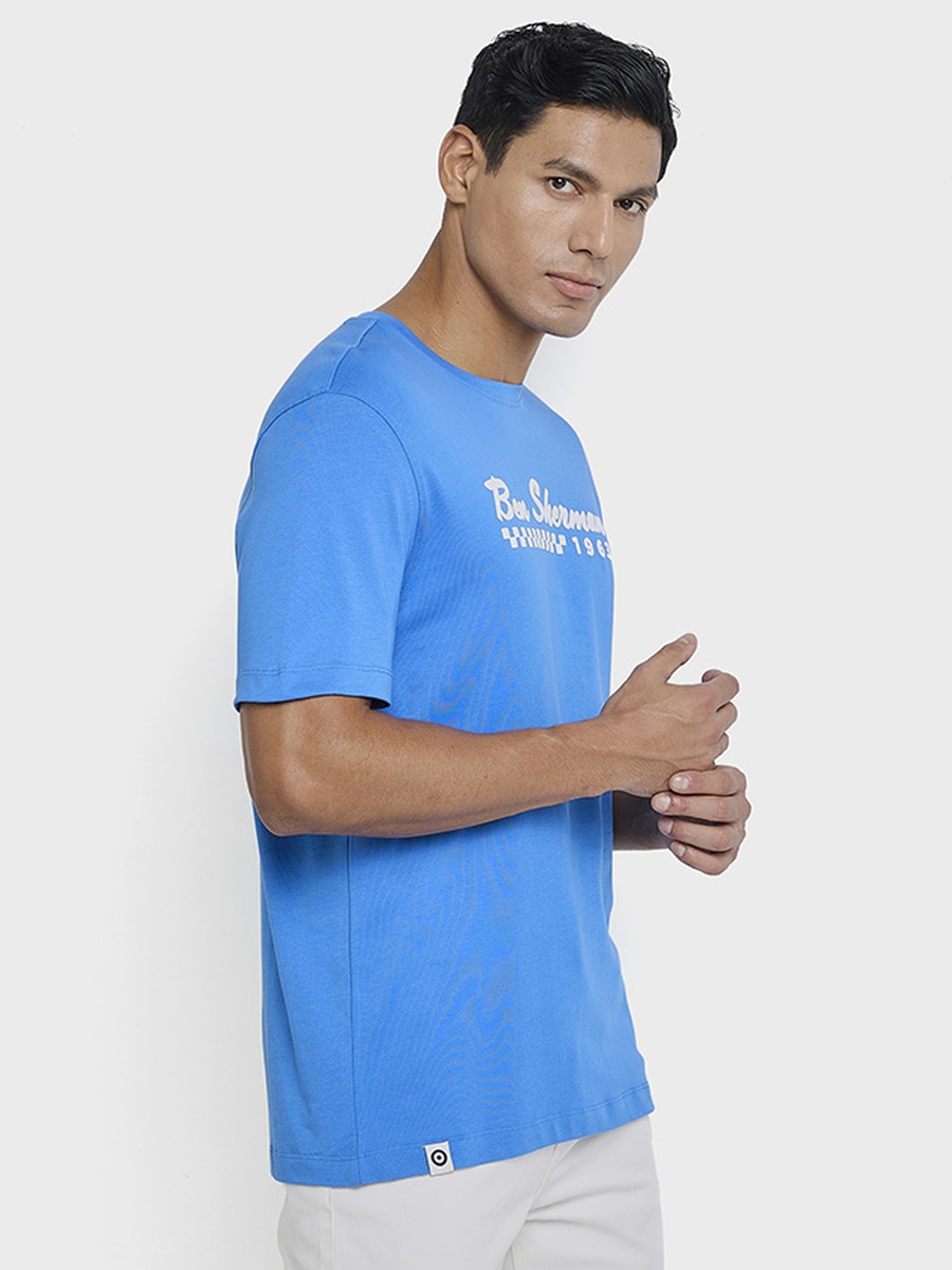 Men Logo Text Printed Crew Neck T-Shirt