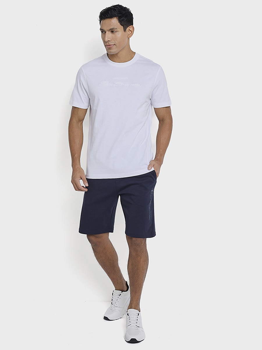 Men Solid Drawstring Waistband Knitted Shorts