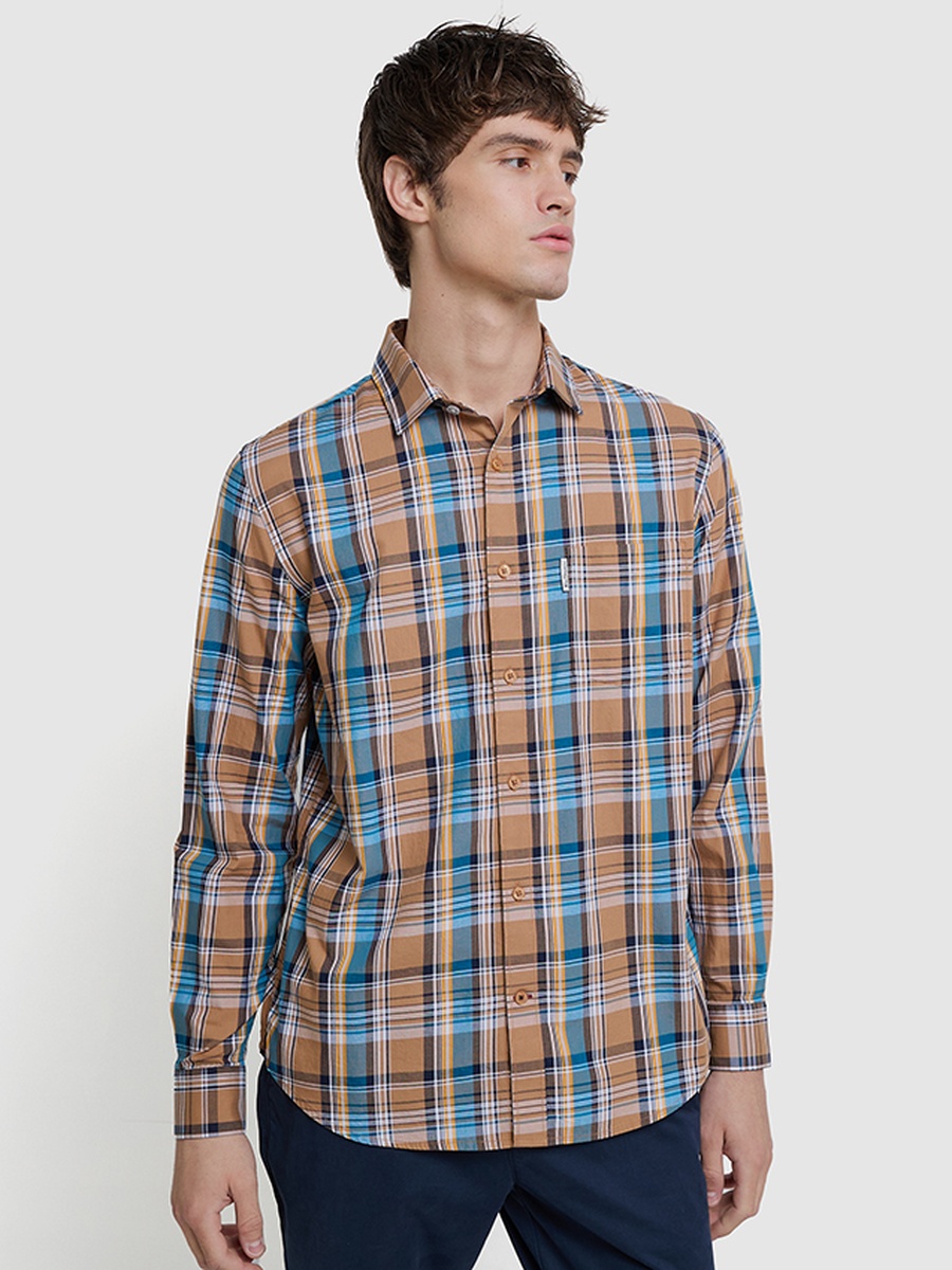 Men Checked Long Sleeves Shirt with Pocket
