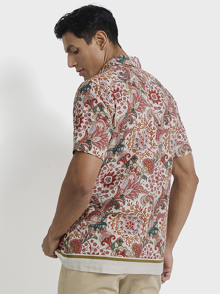 Men Paisley Print Short Sleeves Shirt