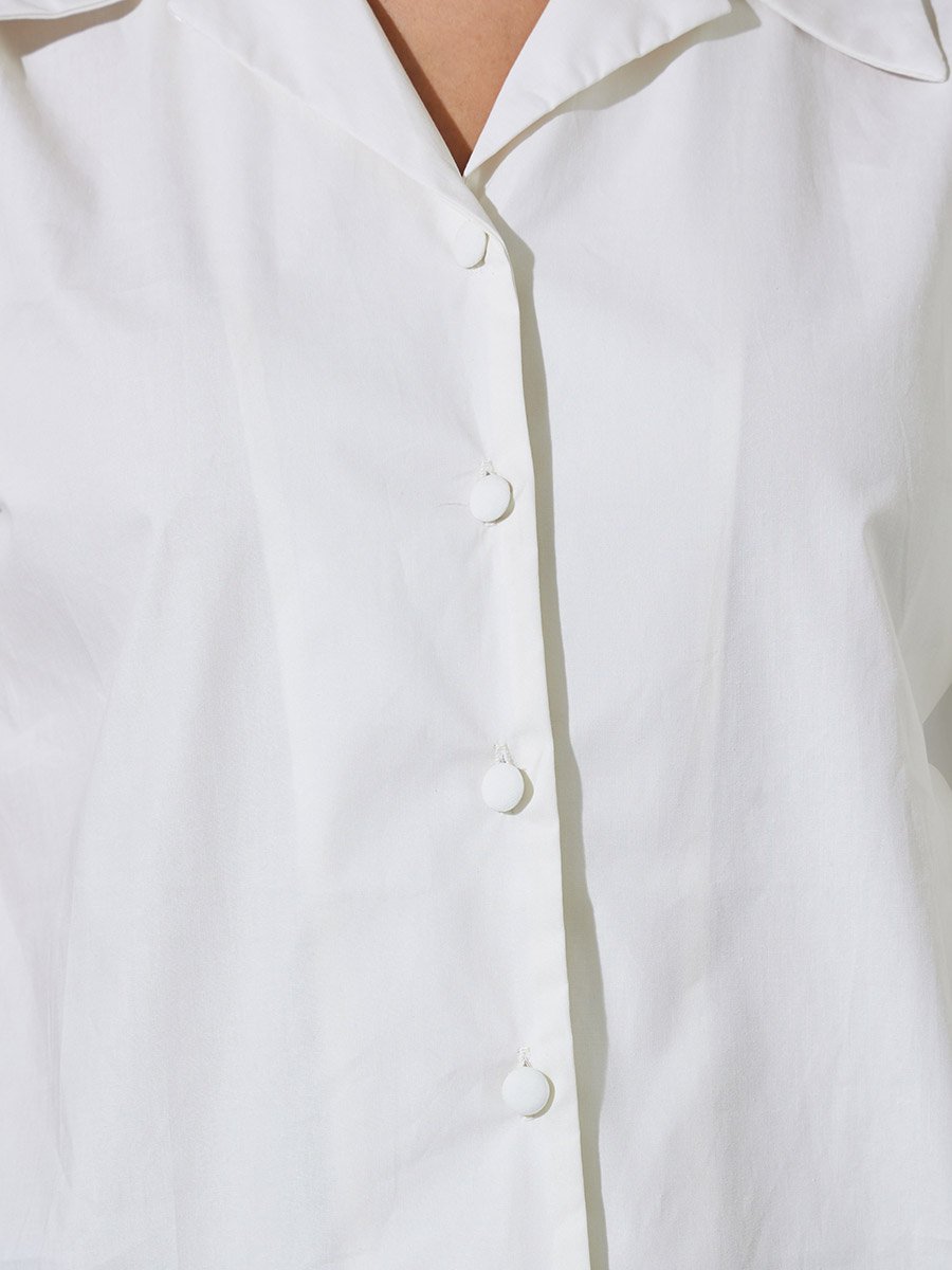 White Regular Fit Puff Sleeve Shirt