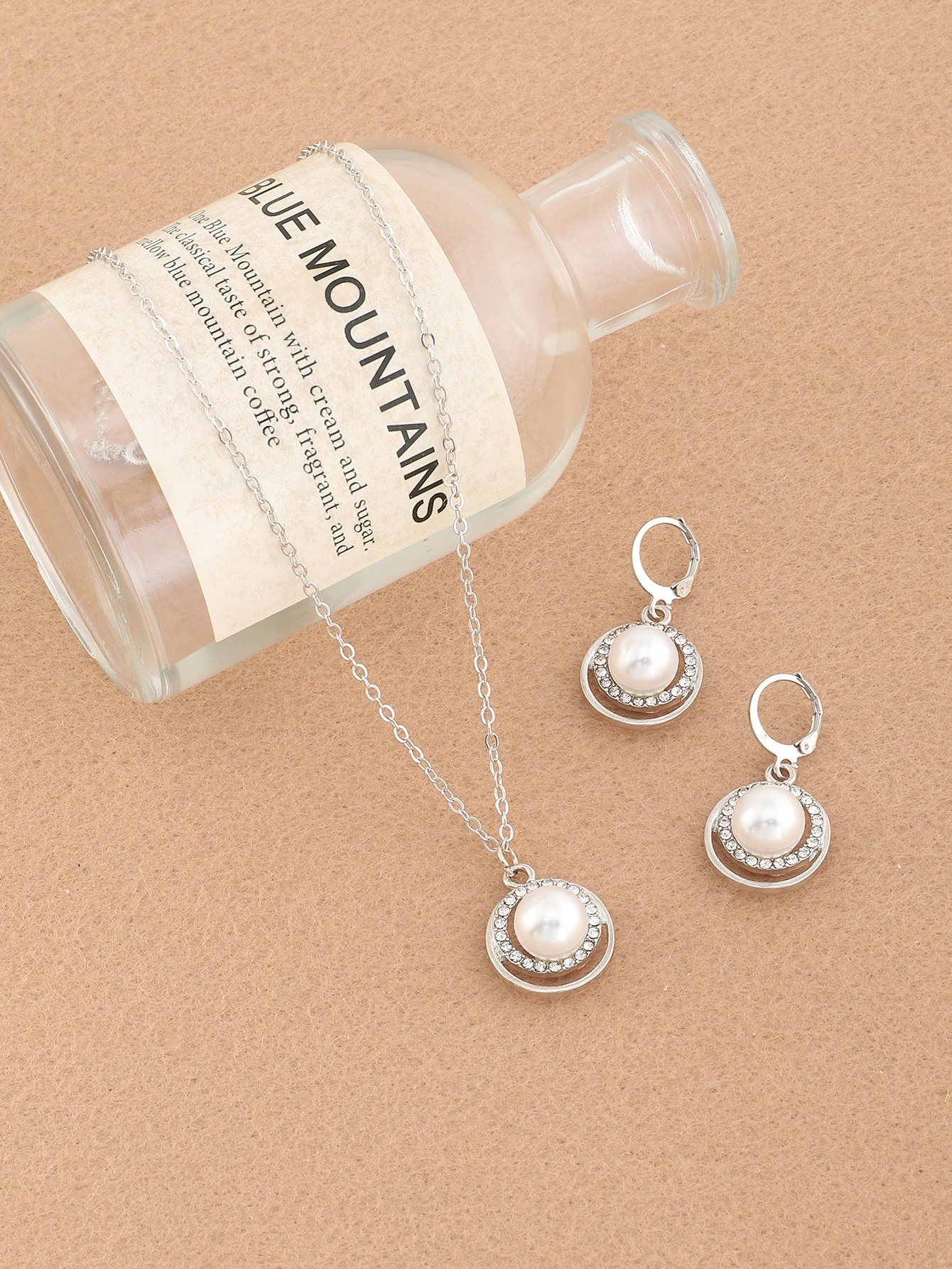 Pack of 3 - Silver Tone Pearls and Rhinestone Embellished Necklace and Earrings
