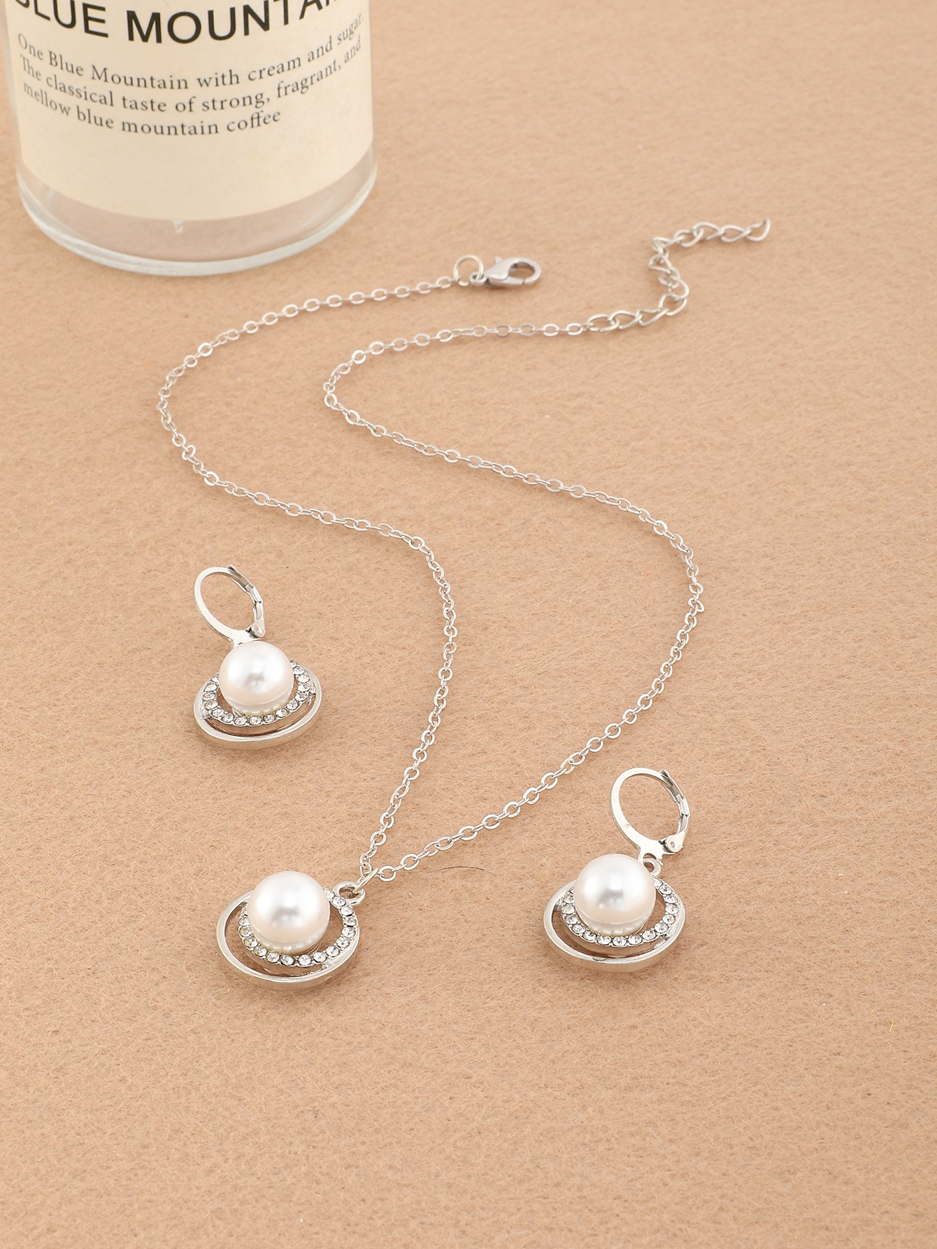 Pack of 3 - Silver Tone Pearls and Rhinestone Embellished Necklace and Earrings