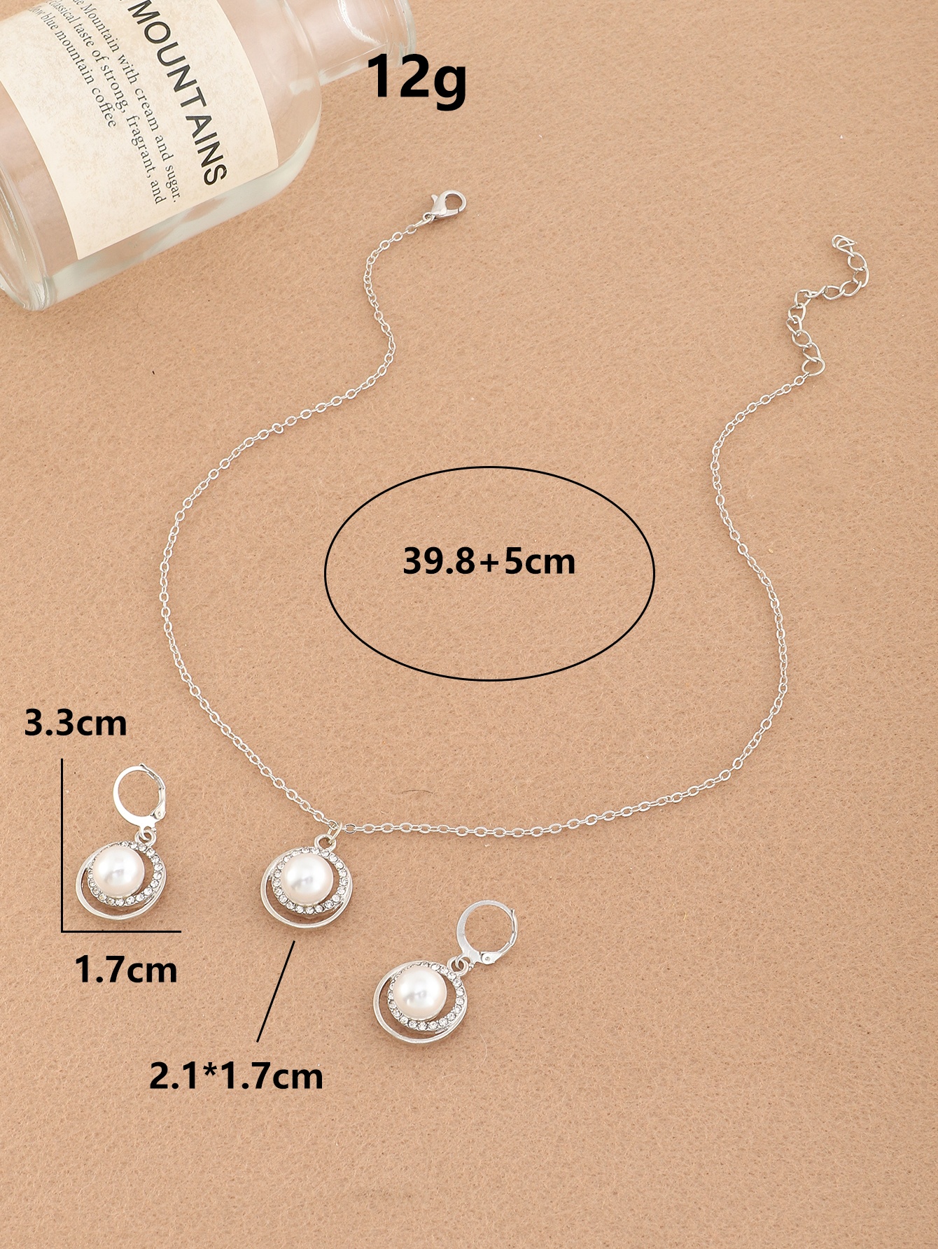 Pack of 3 - Silver Tone Pearls and Rhinestone Embellished Necklace and Earrings