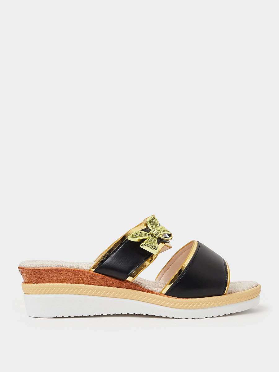 Bow Detail Wedge Heel Sandals