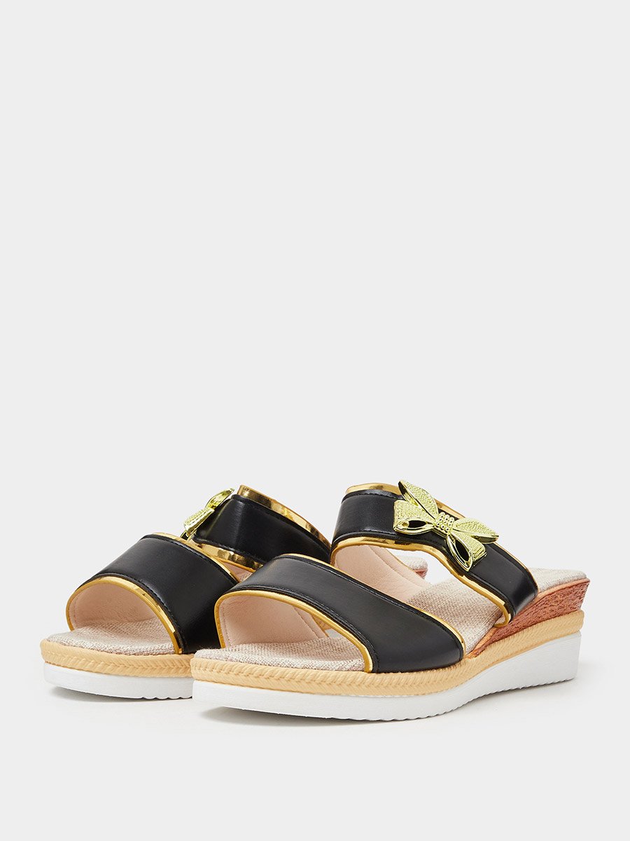Bow Detail Wedge Heel Sandals