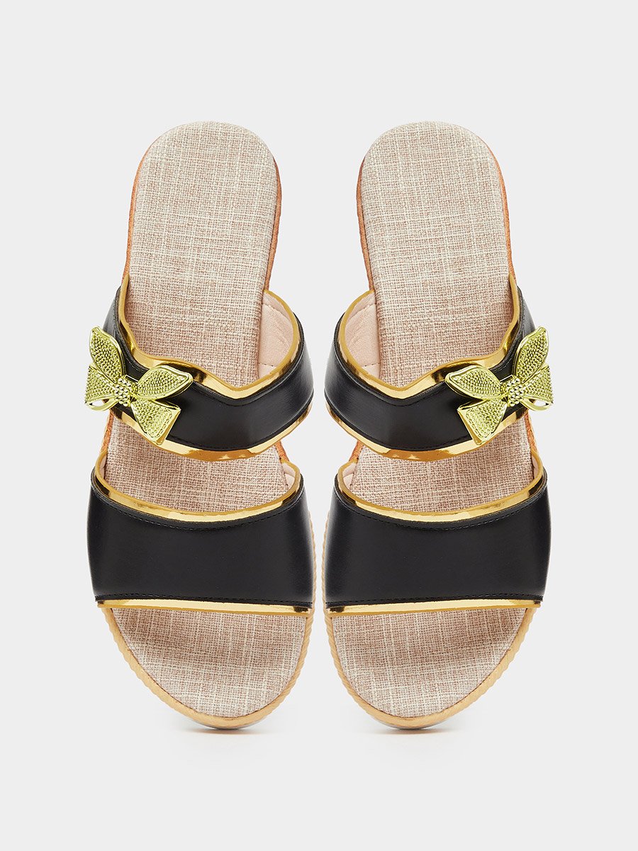 Bow Detail Wedge Heel Sandals