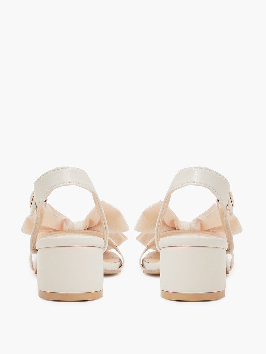 Women Solid Color Block Heel Bow Sandals
