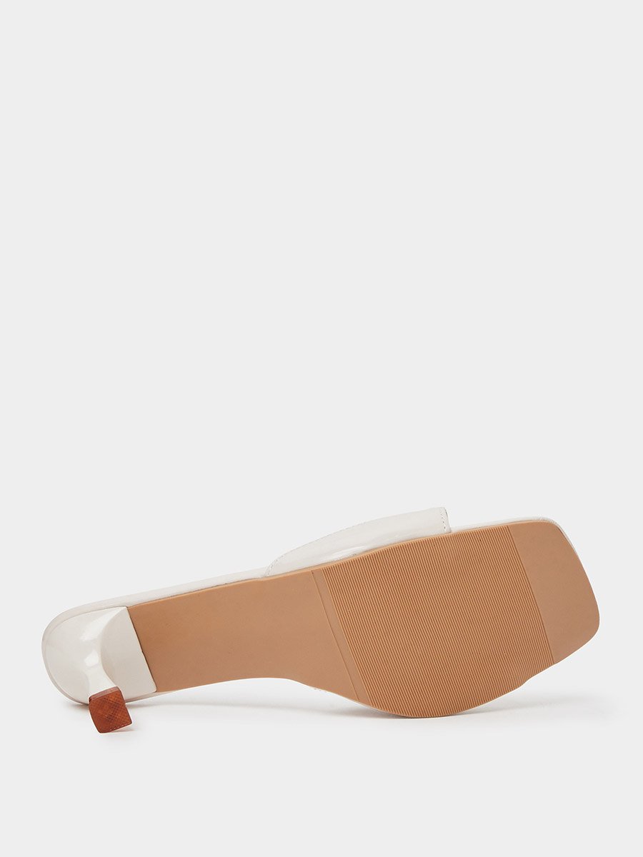 Beige Bow Detail Mid Heel Sandals