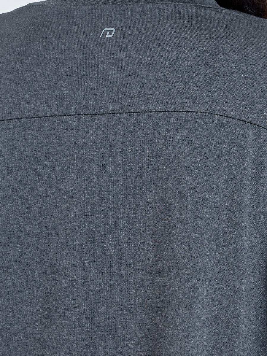 Charcoal Solid Active Long Sleeve Top with Thumbholes