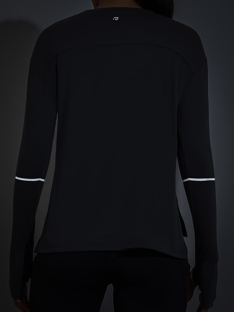 Charcoal Solid Active Long Sleeve Top with Thumbholes