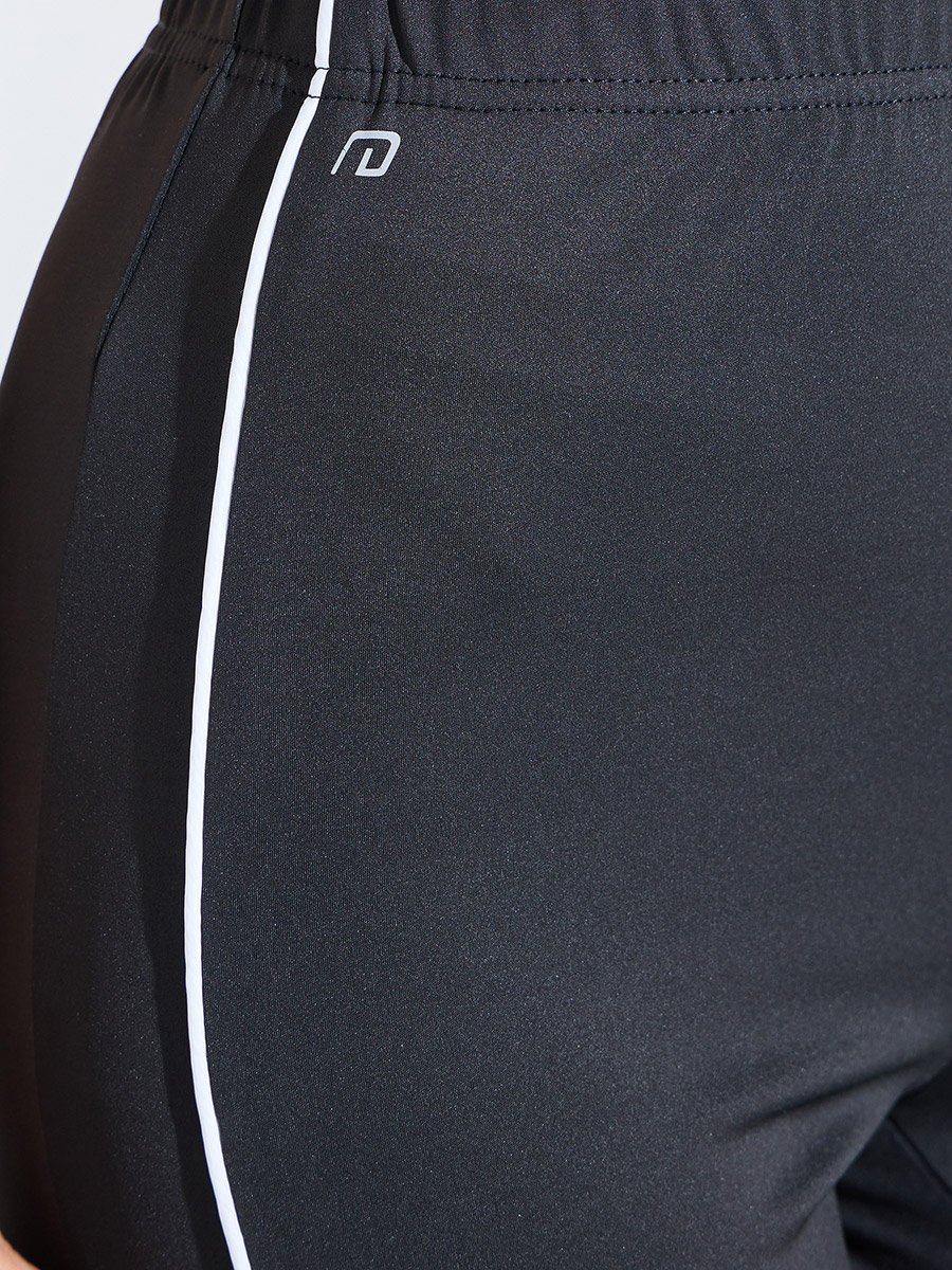 Black Solid Contrast Seam Active Flare Pants