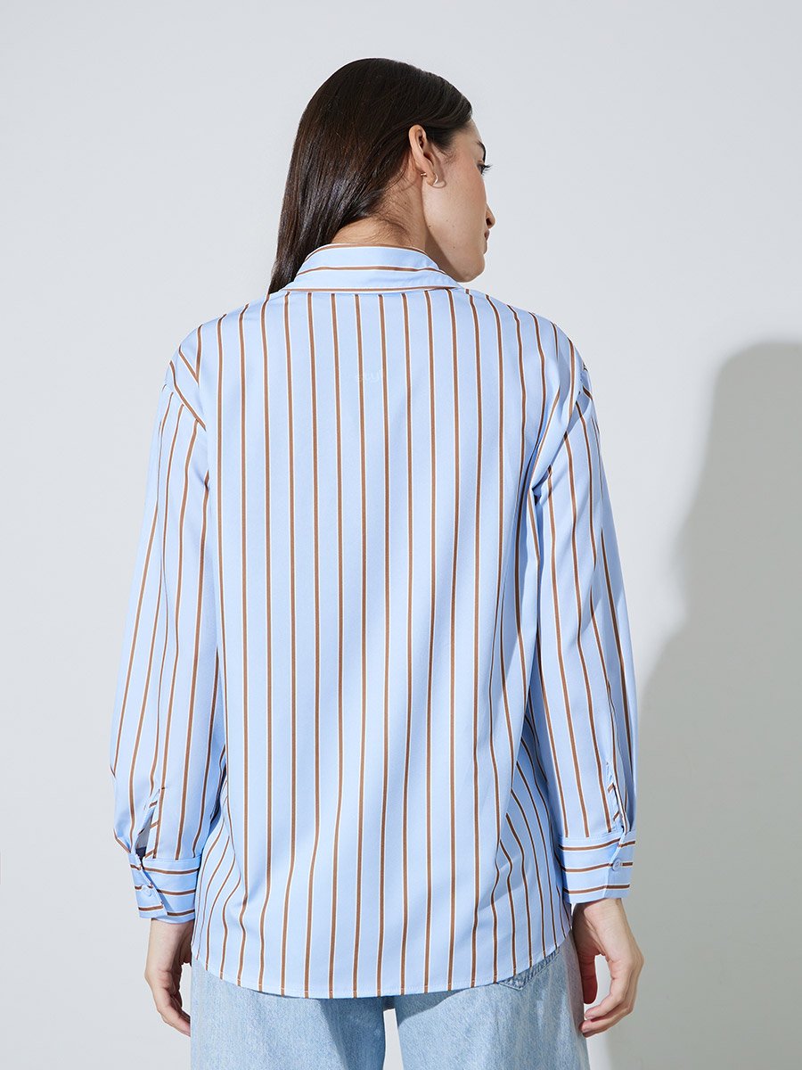 Set of 2 Blue Striped Shirt with Tank Top