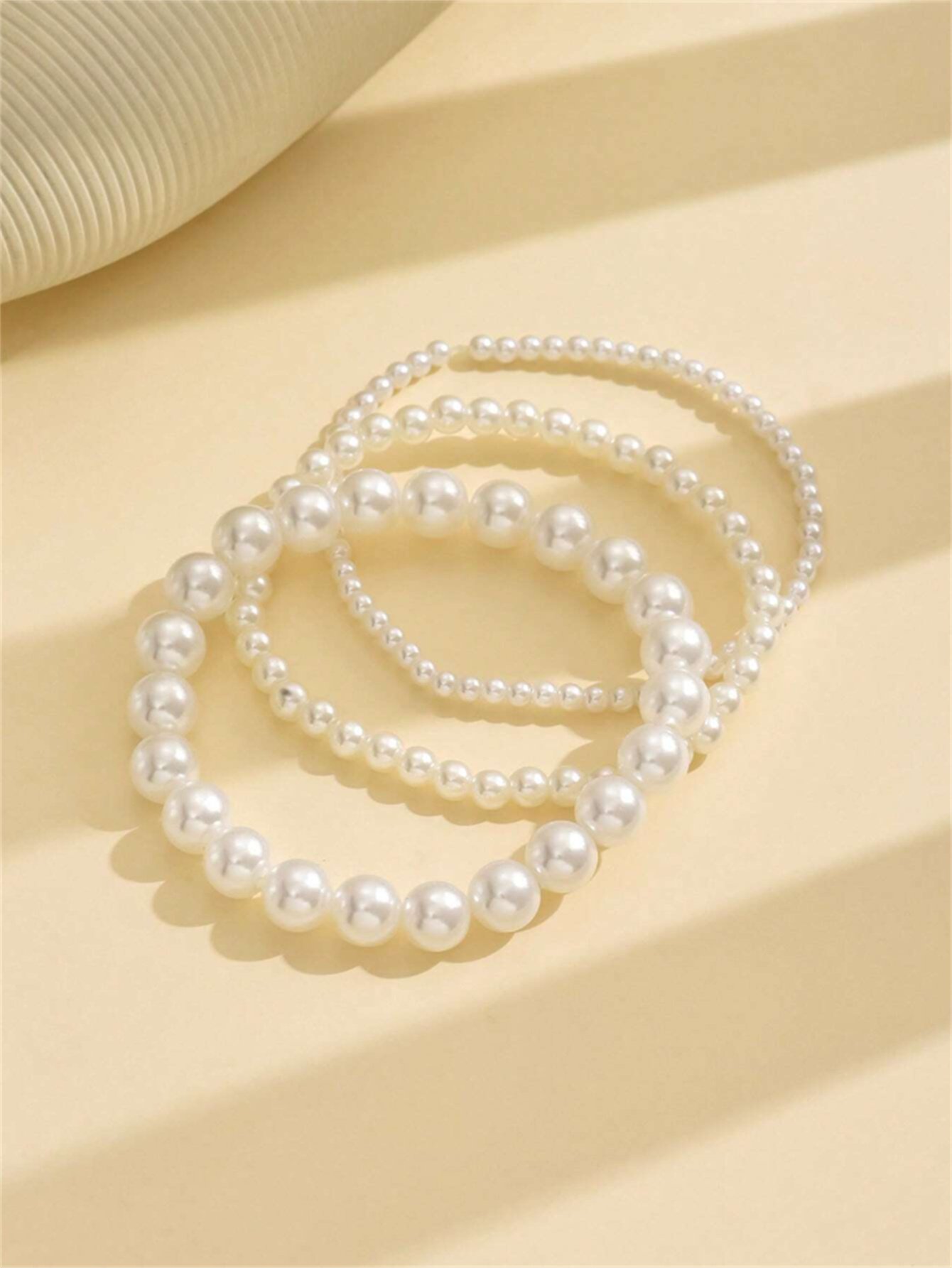 Set of 3 - Faux Pearl Anklet