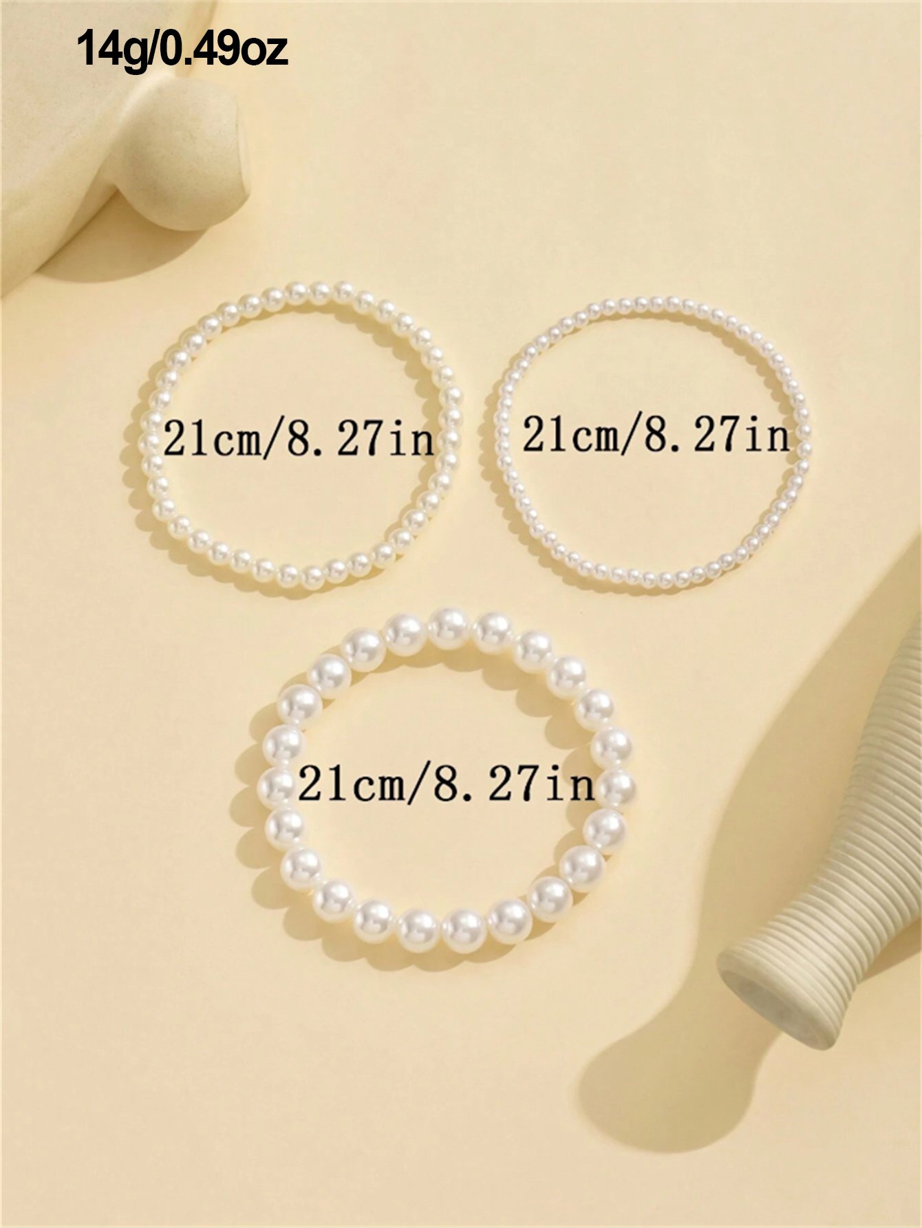 Set of 3 - Faux Pearl Anklet