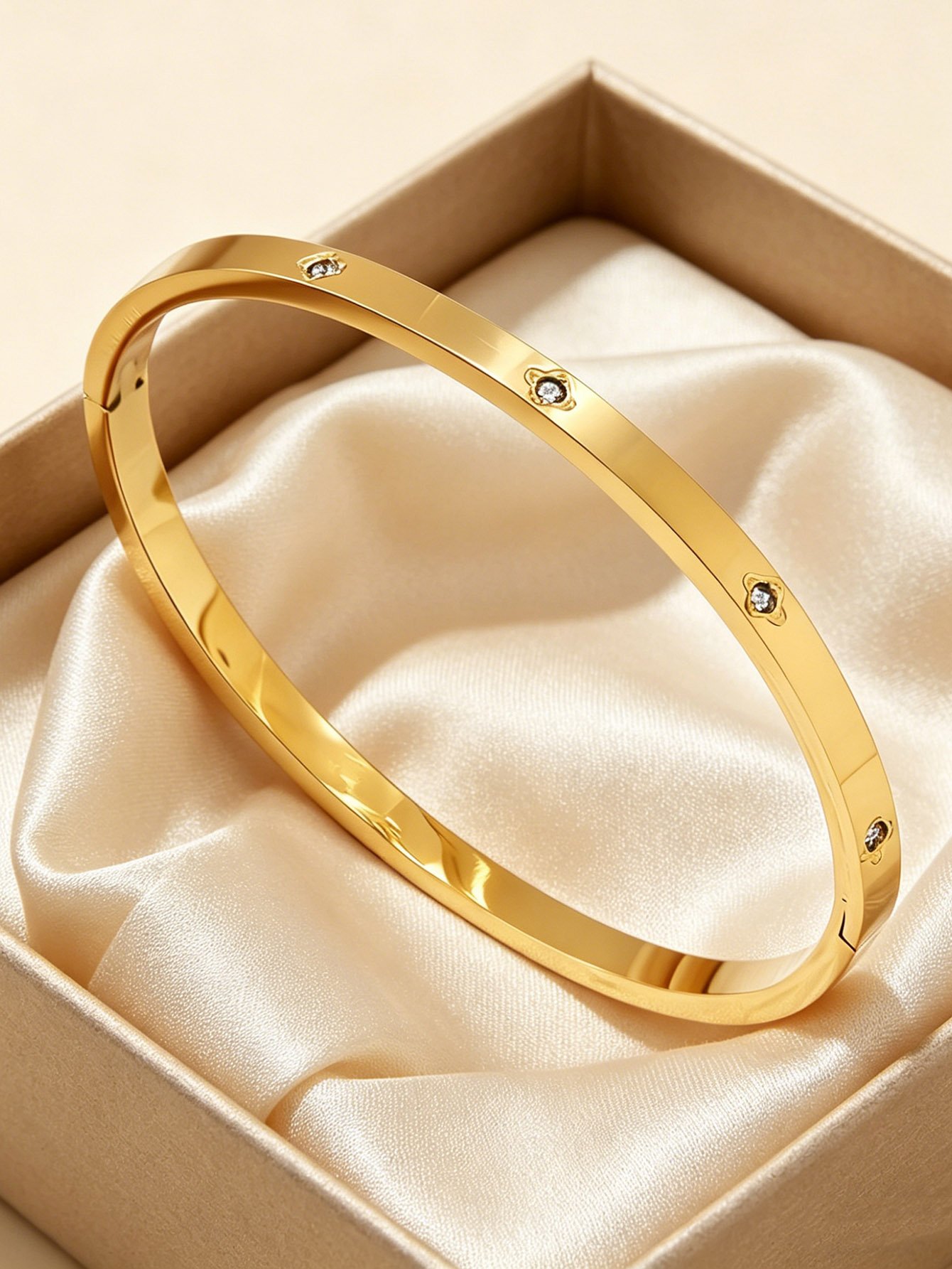 Gold Rhinestone Bangle Bracelet