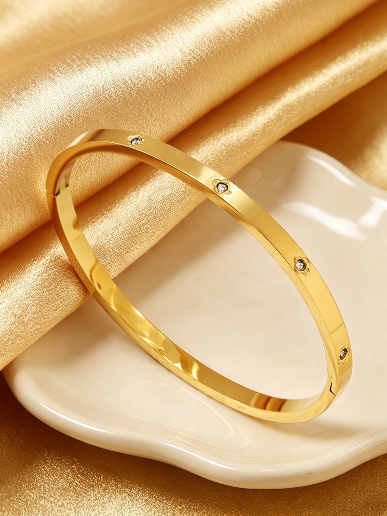 Gold Rhinestone Bangle Bracelet