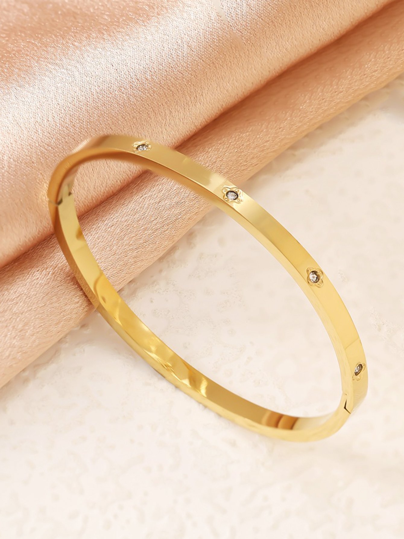 Gold Rhinestone Bangle Bracelet