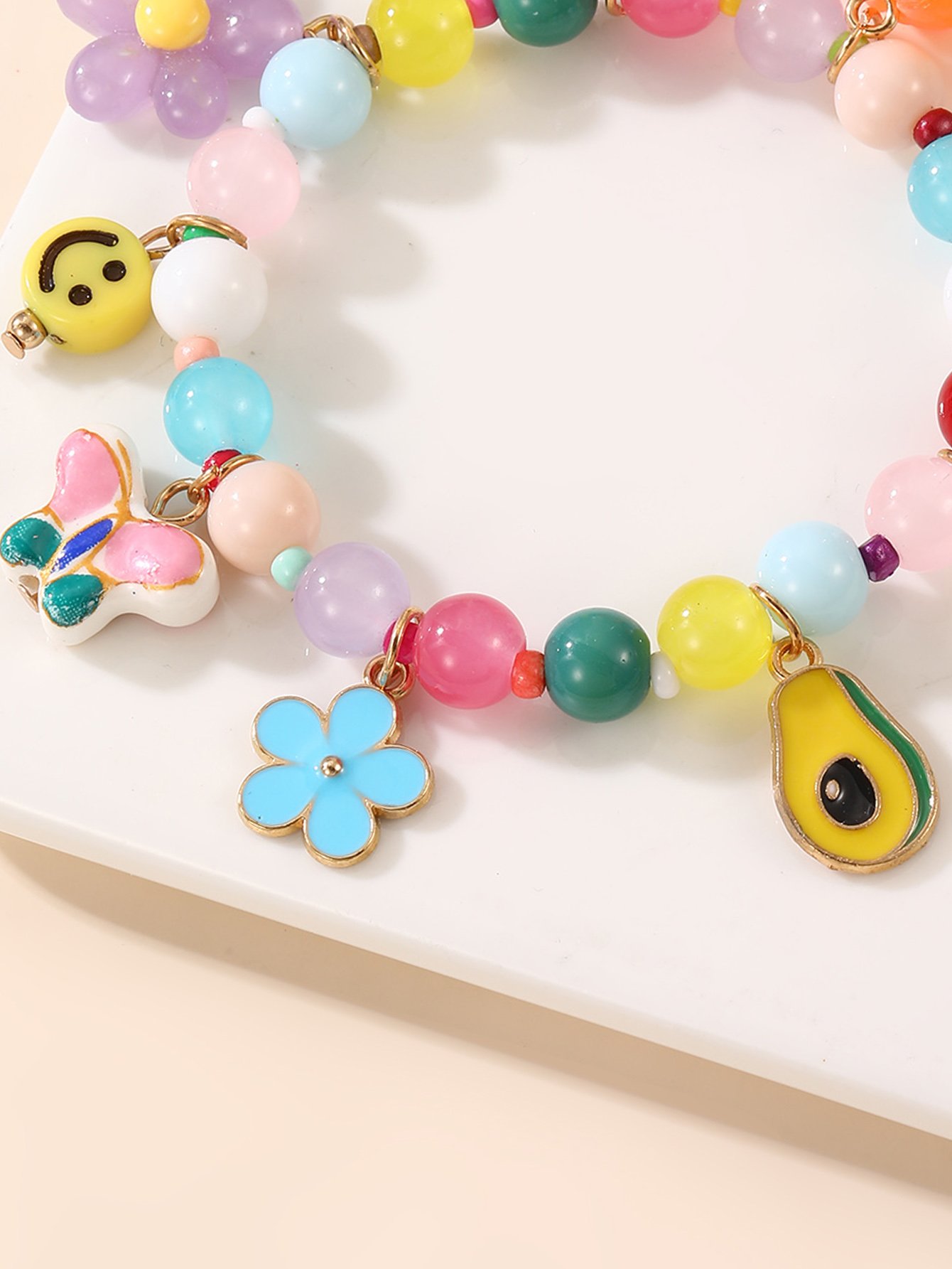 Multi-Color Beaded Charm Bracelet