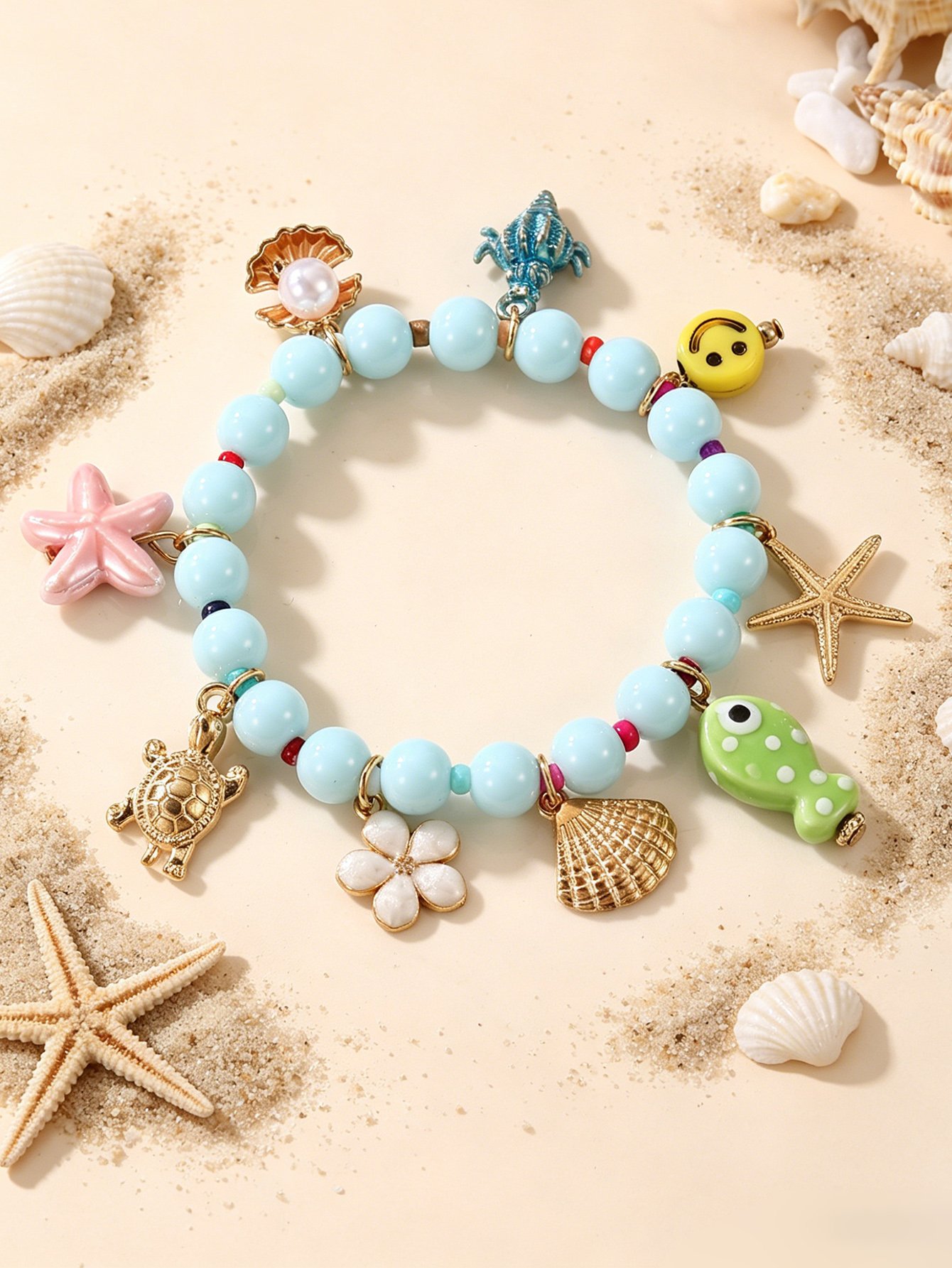 Multi-Color Charm Bangle Bracelet 