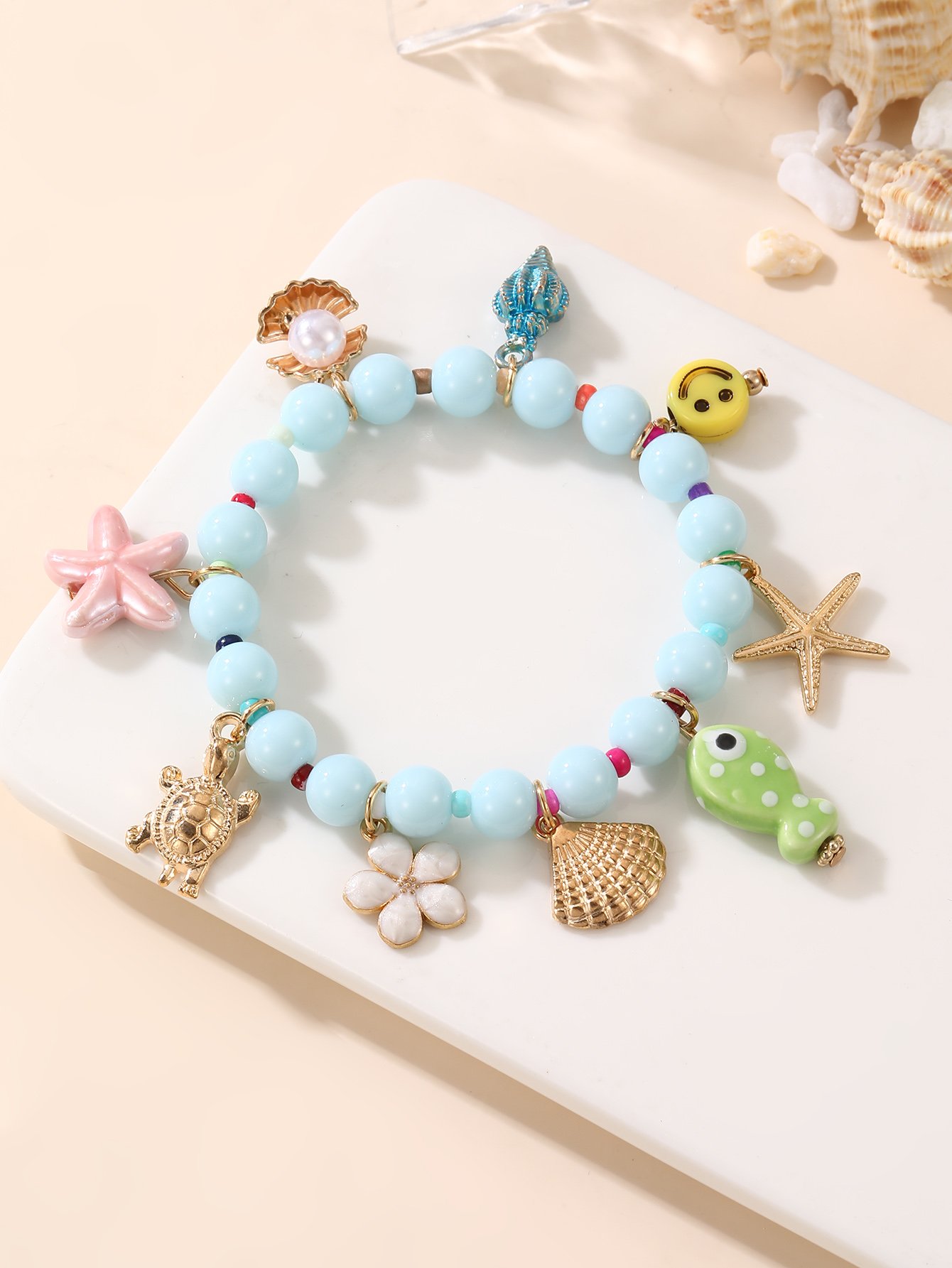 Multi-Color Charm Bangle Bracelet 