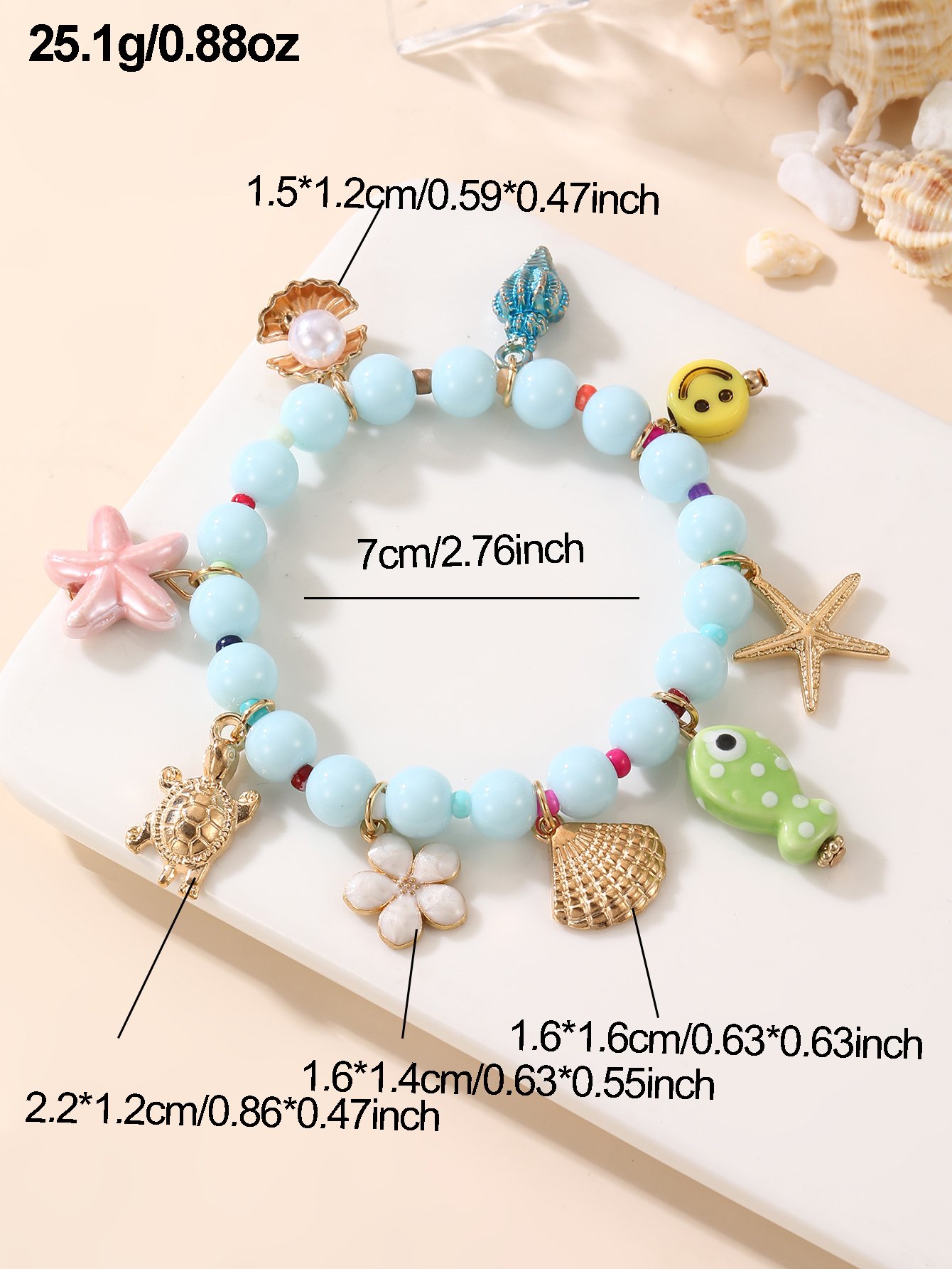 Multi-Color Charm Bangle Bracelet 