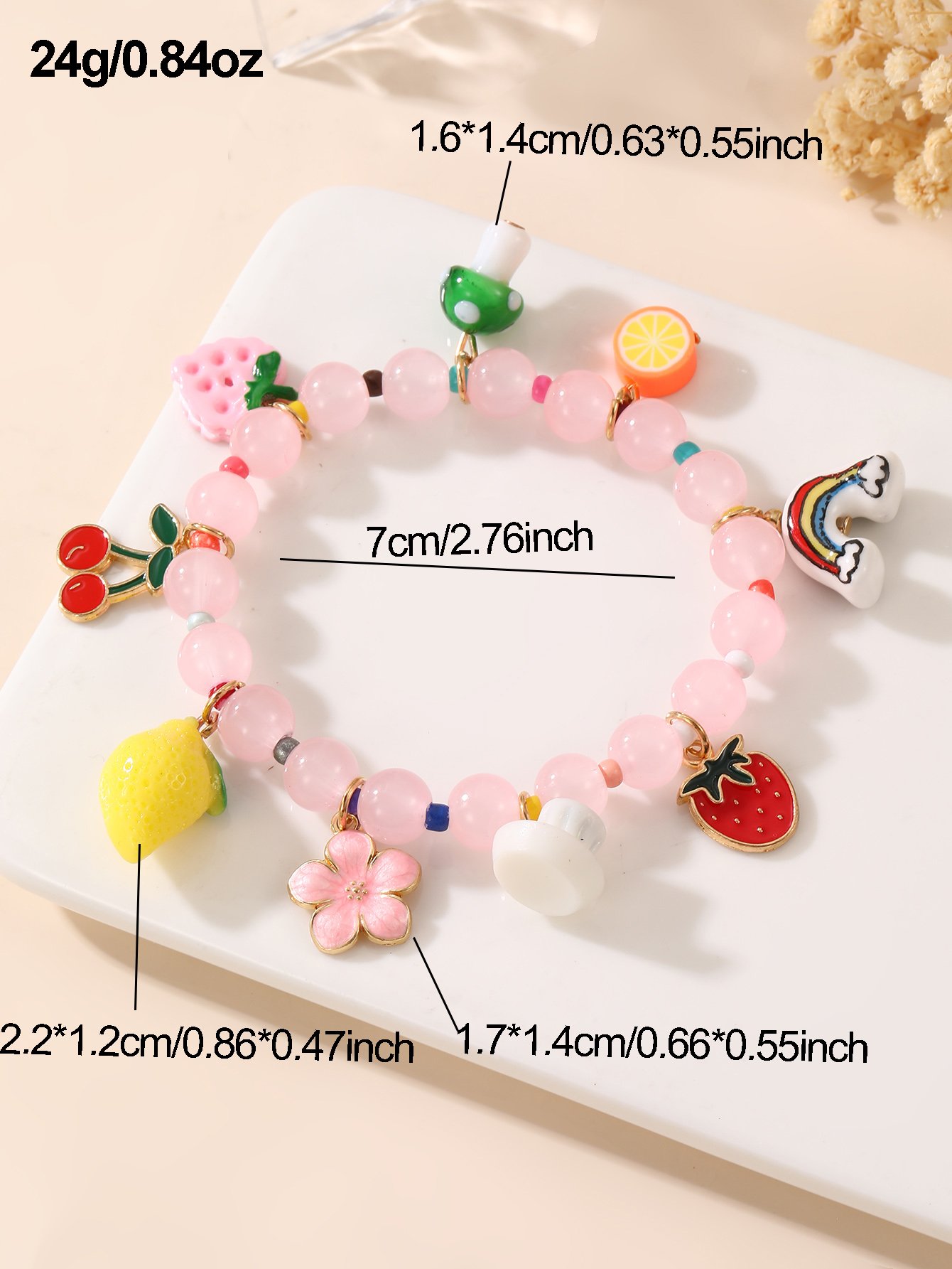 Fruit Charm Beaded Bracelet 