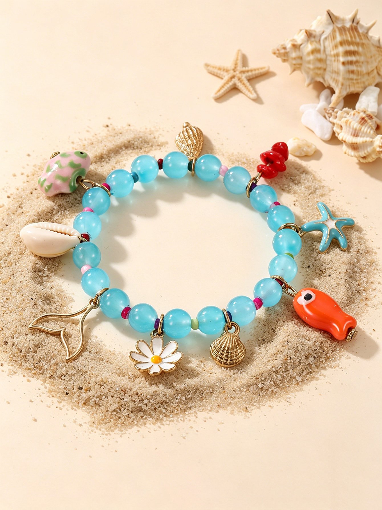 \Multi-Charm Beaded Bangle Bracelet