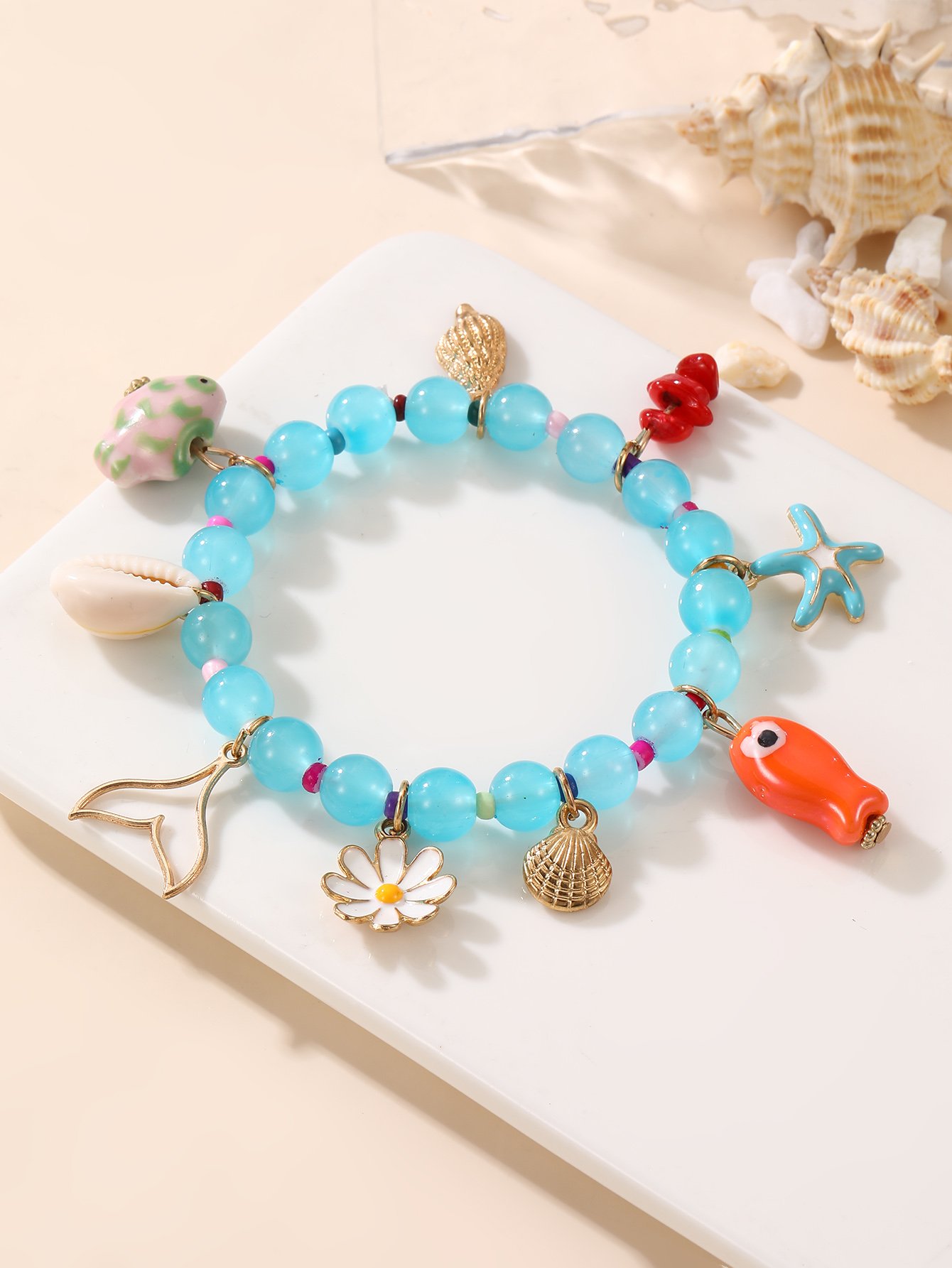 \Multi-Charm Beaded Bangle Bracelet