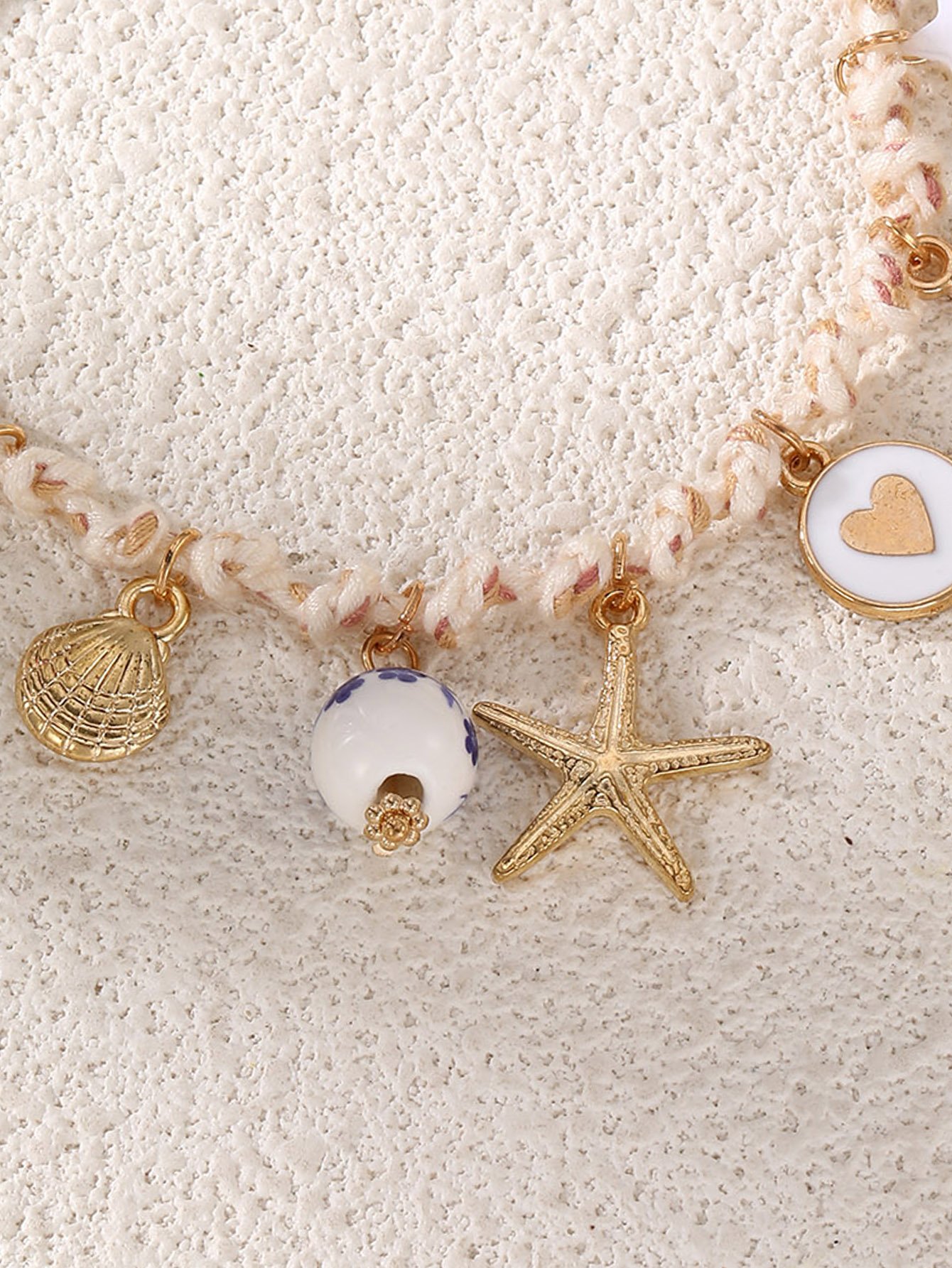 White Starfish Charm Bangle Bracelet