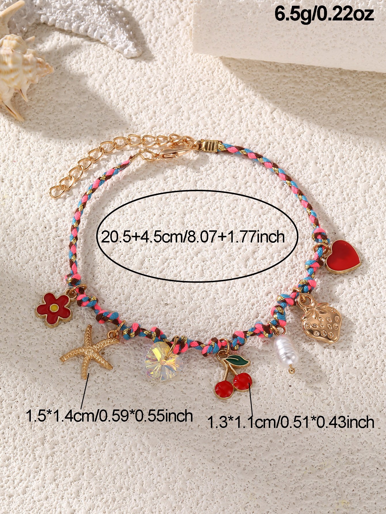 Red Cherry Charm Bangle Bracelet 