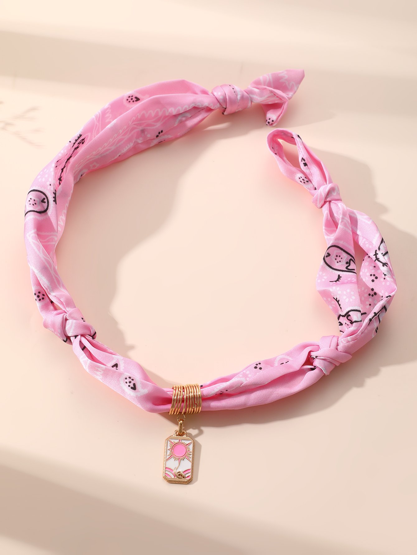 Printed Scarf Pendant Necklace