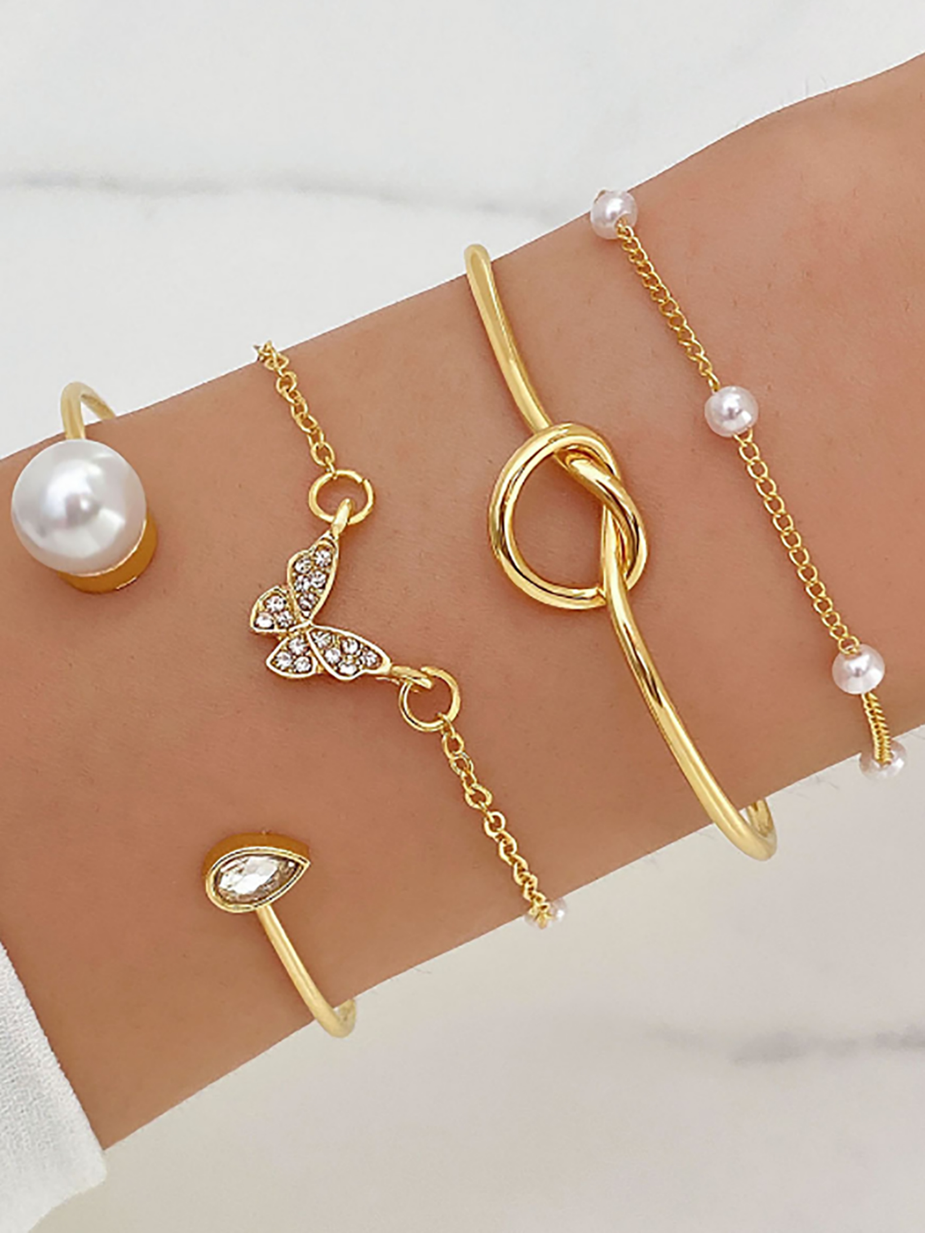 Set of 4 - Butterfly Detail Assorted Bracelets