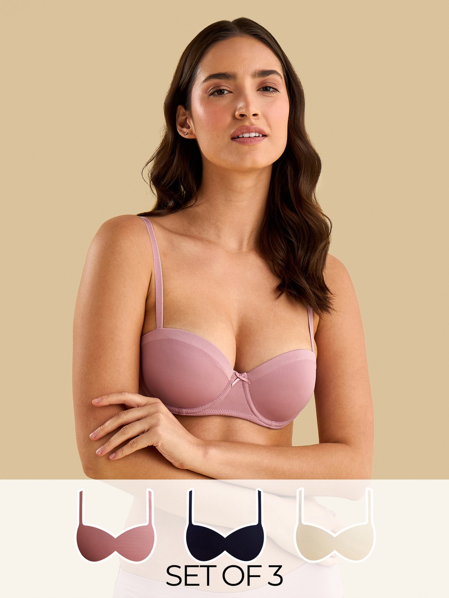 Pack of 3 - Push-Up Wired Balconette Bra