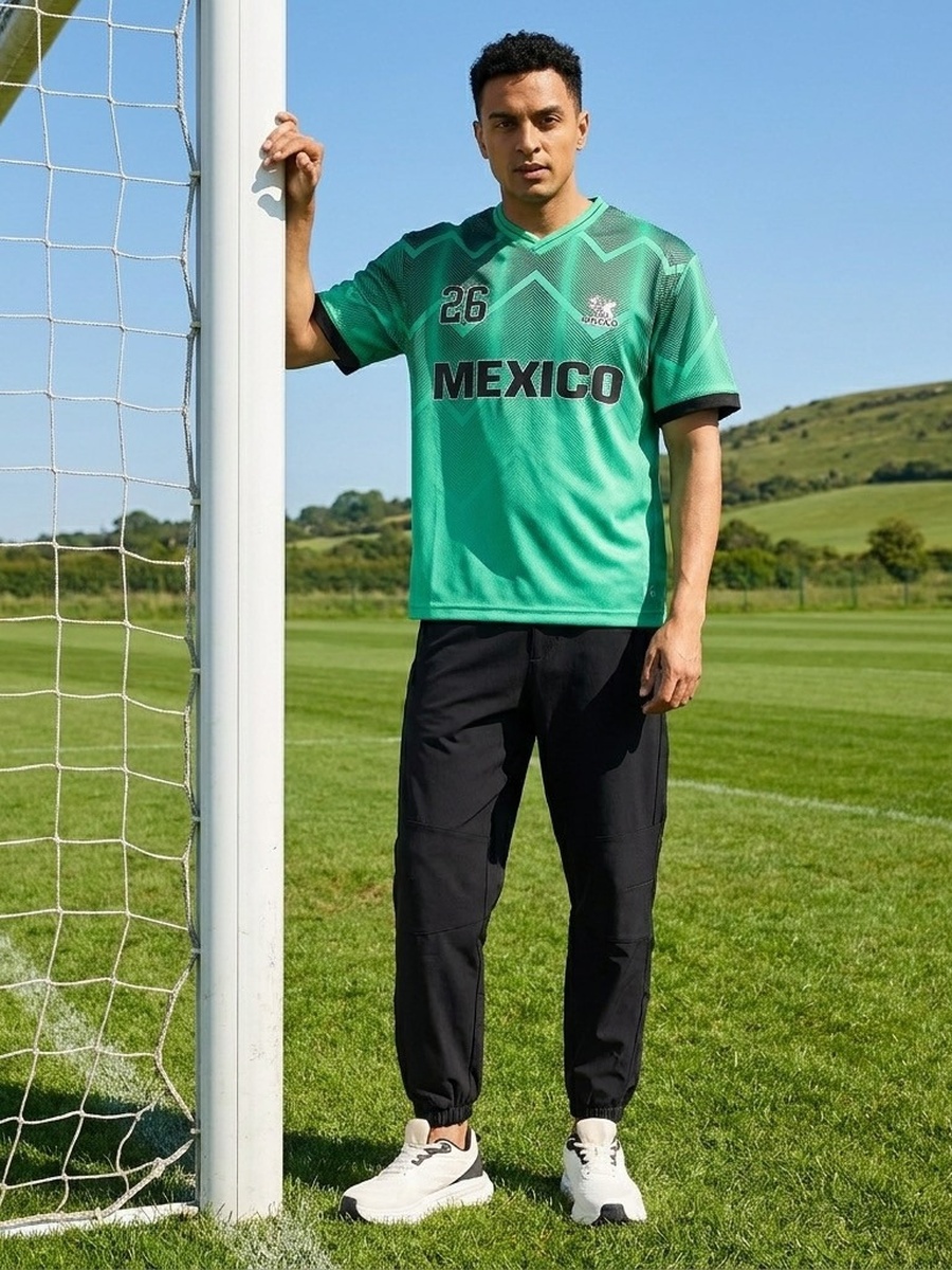 Mexico Print Relaxed Fit V Neck T-Shirt