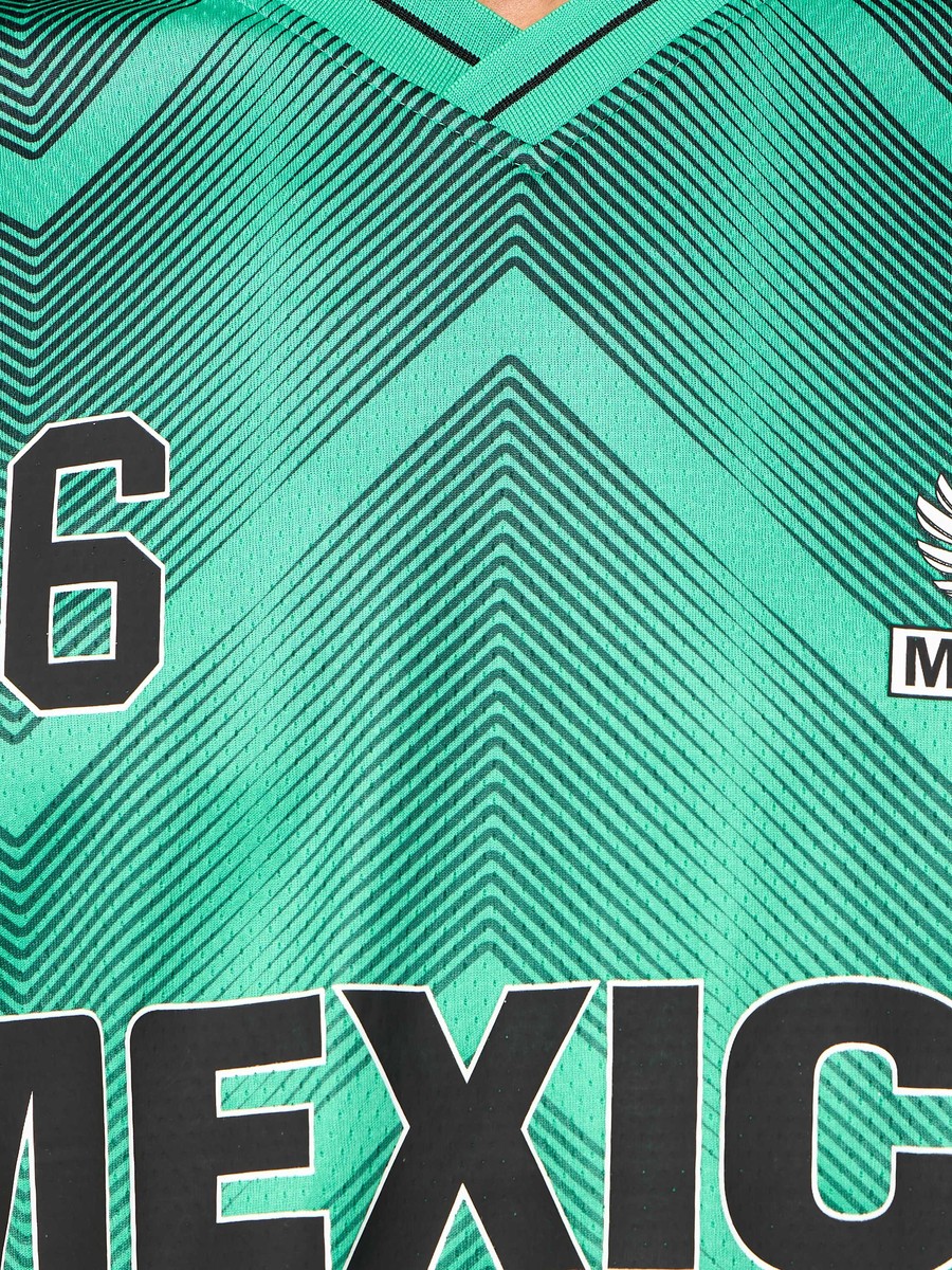 Mexico Print Relaxed Fit V Neck T-Shirt