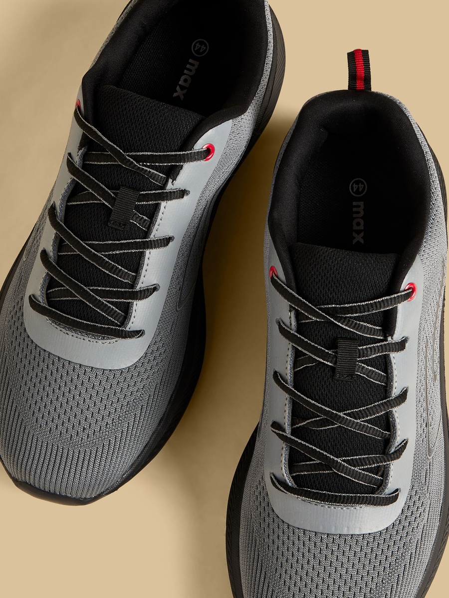 Panelled Lace-Up Sports Shoes
